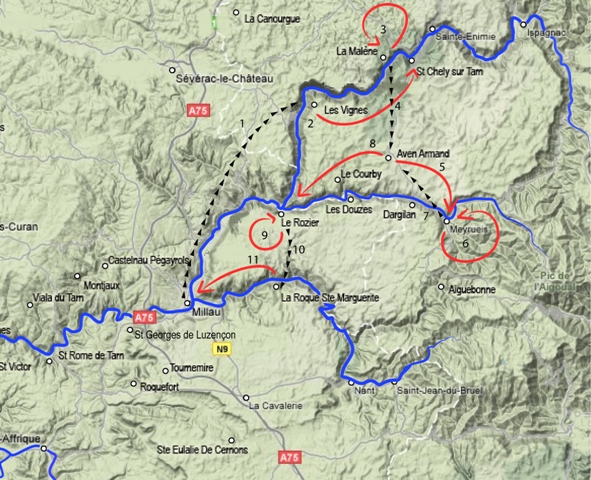Maps hiking Gorges du Tarn