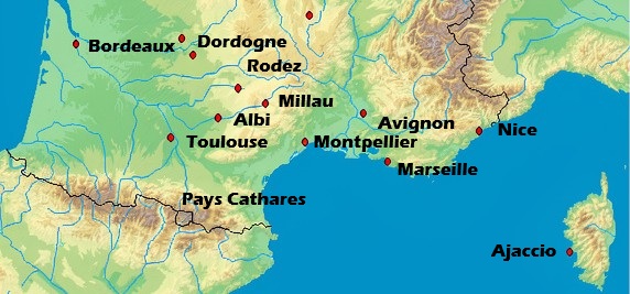 carte midi de la France