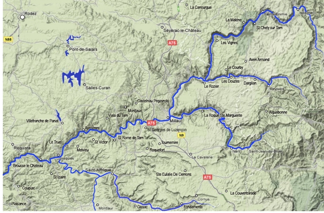 map grands causses area