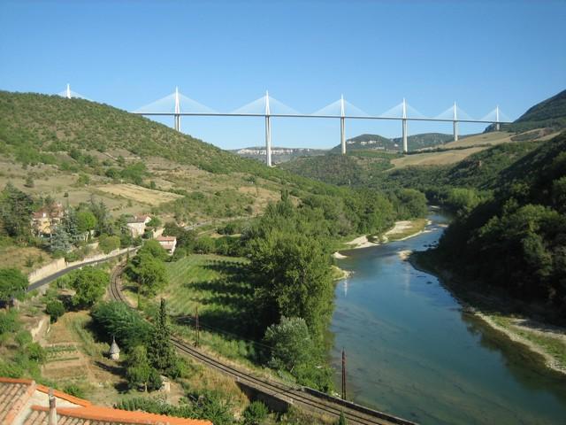 Tarn Valley and Millau viaduct at Peyre between St.Rome-de-Tarn and Millau
